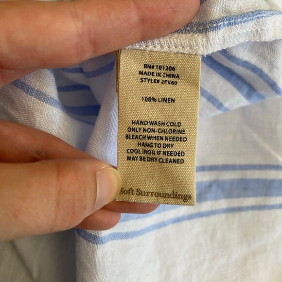 Soft Surroundings Striped Shirt Dress Womens Size‎ M Blue White Lagenlook - Picture 7 of 8